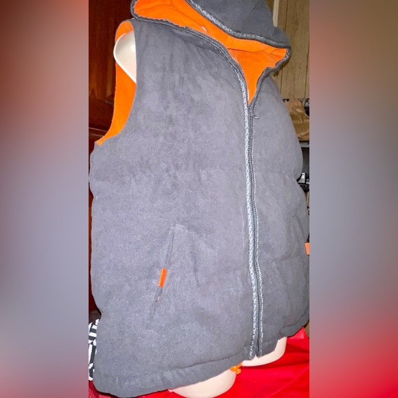 Women’s Breakdown Original Gray & Orange Fleece Thick Warm Zipper Vest. Size XL - Picture 2 of 5